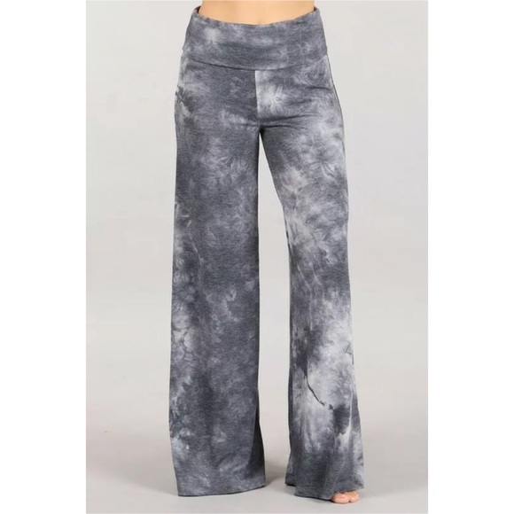 SOLD OUT Gray Boho Wide Leg Relaxed Palazzo Lounge Pants - Picture 2 of 5